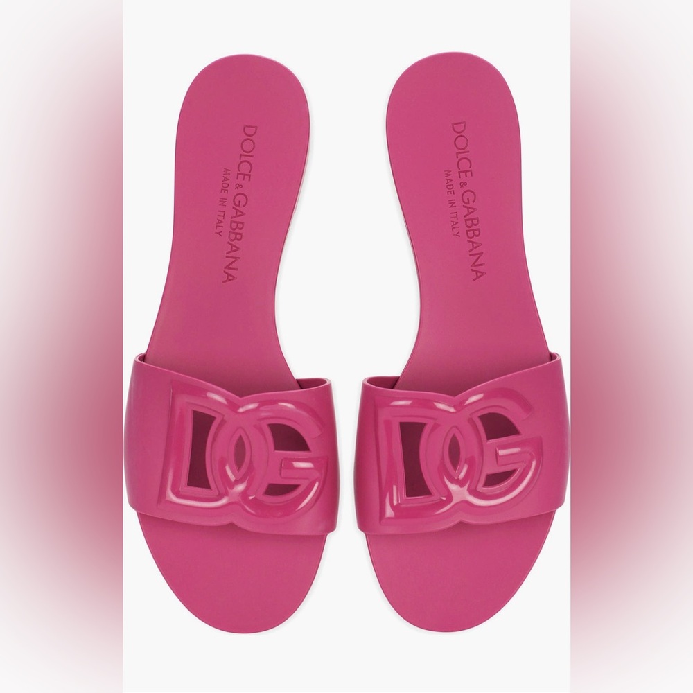Dolce & Gabbana Women's Logo Pool Slide Sandals - Fuchsia Pink size 37